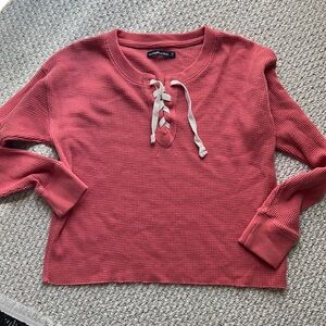 Vintage Abercrombie waffle long sleeve Henley lace up